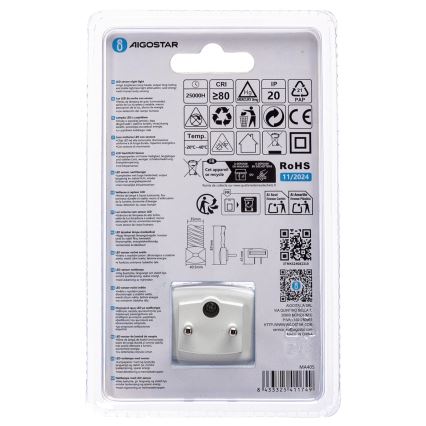 Aigostar - LED Luz nocturna con sensor crepuscular LED/0,2W/230V 3000K