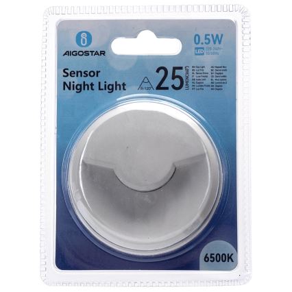 Aigostar - LED Luz nocturna con sensor crepuscular LED/0,5W/230V 6500K