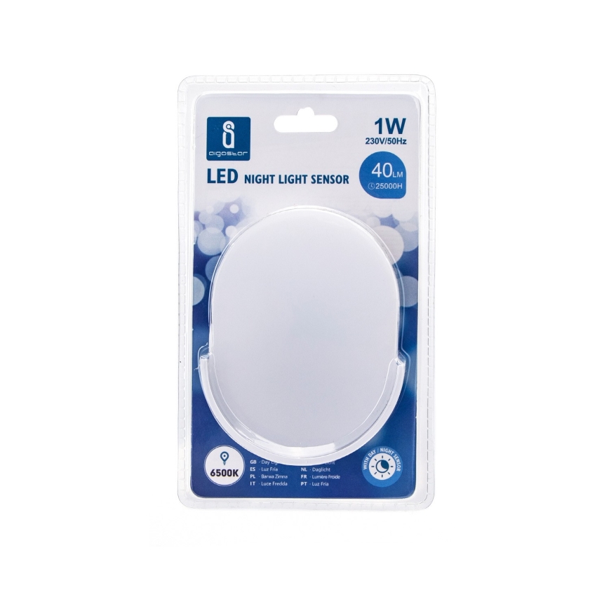 Aigostar - Lámpara LED nocturna con sensor LED/1W/230V 6500K oválný