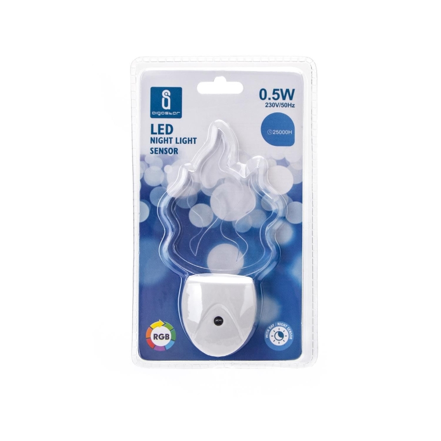 Aigostar - Lámpara nocturna LED RGB con sensor LED/0,5W/230V llama