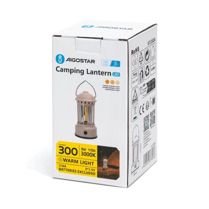 Aigostar - Lámpara portátil LED para camping LED/3W/3xAA