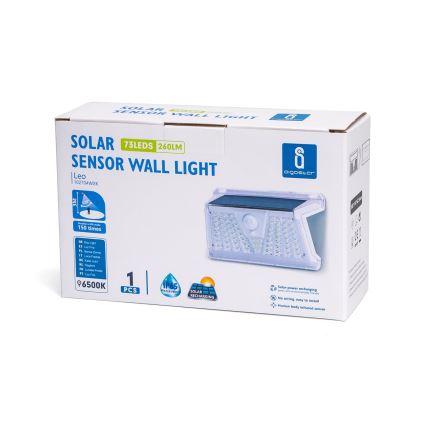 Aigostar - Lámpara solar de exterior con sensor LED/2,4W/5V IP65