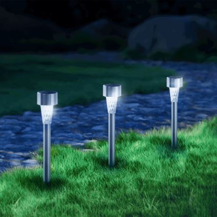 Aigostar - Lámpara solar LED LED/0,006W/1,2V 40 mAh 29,5 cm cromo mate 6500K IP44