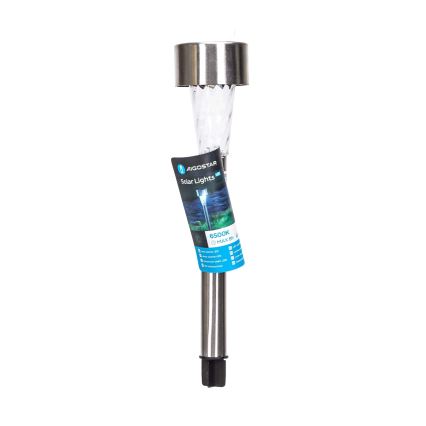 Aigostar - Lámpara solar LED LED/0,006W/1,2V 40 mAh 29,5 cm cromo mate 6500K IP44
