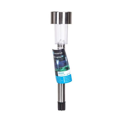 Aigostar - Lámpara solar LED LED/0,006W/1,2V 29,5 cm 40 mAh cromo mate 6500K IP44