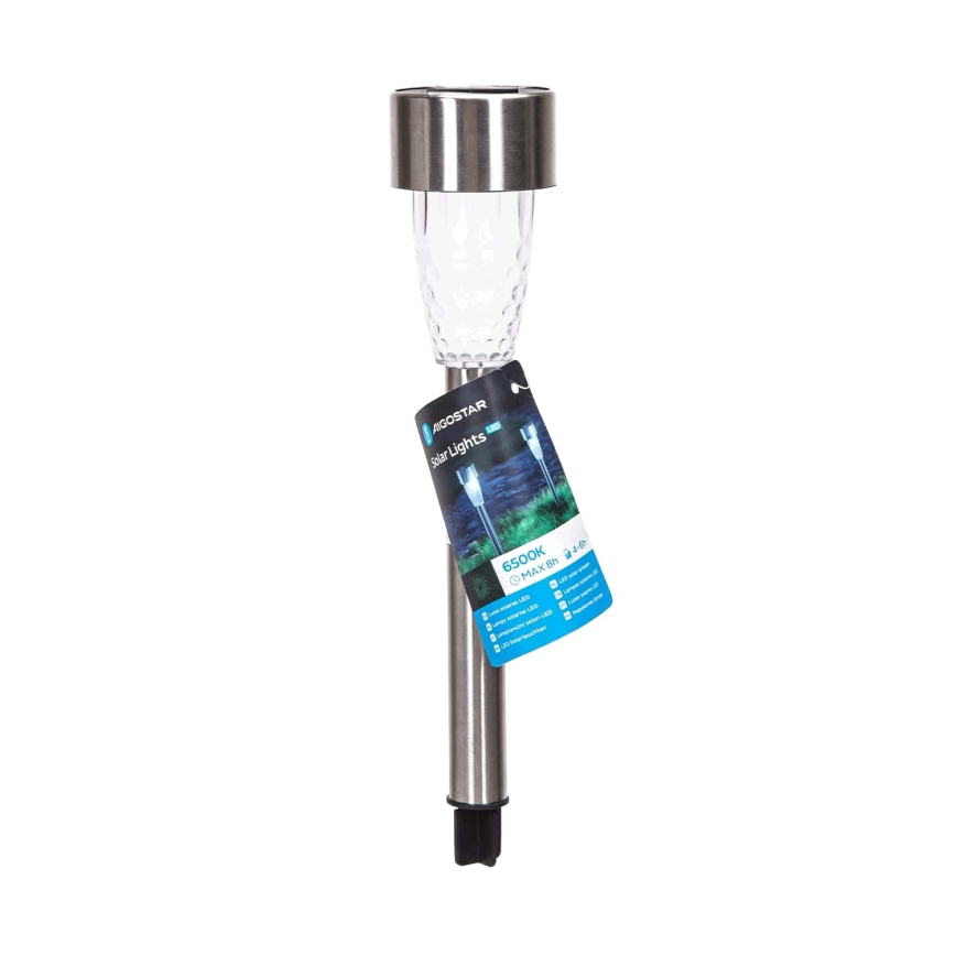 Aigostar - Lámpara solar LED LED/0,006W/1,2V 40 mAh 29,7 cm cromo mate 6500K IP44