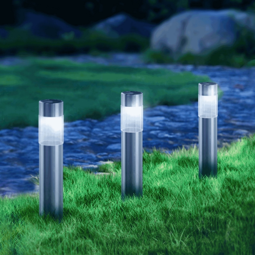 Aigostar - Lámpara solar LED LED/0,006W/1,2V 31,5 cm cromo mate 6500K IP44