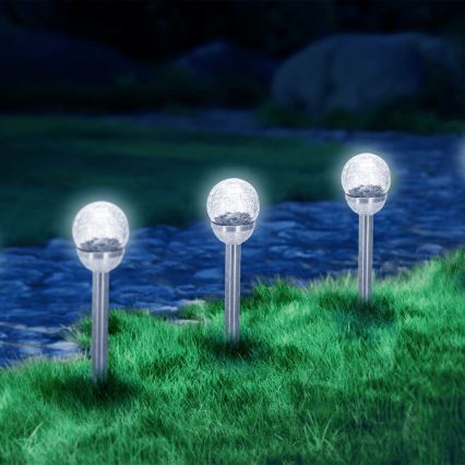 Aigostar - Lámpara solar LED LED/0,006W/1,2V 37,8cm cromo mate 6500K IP44