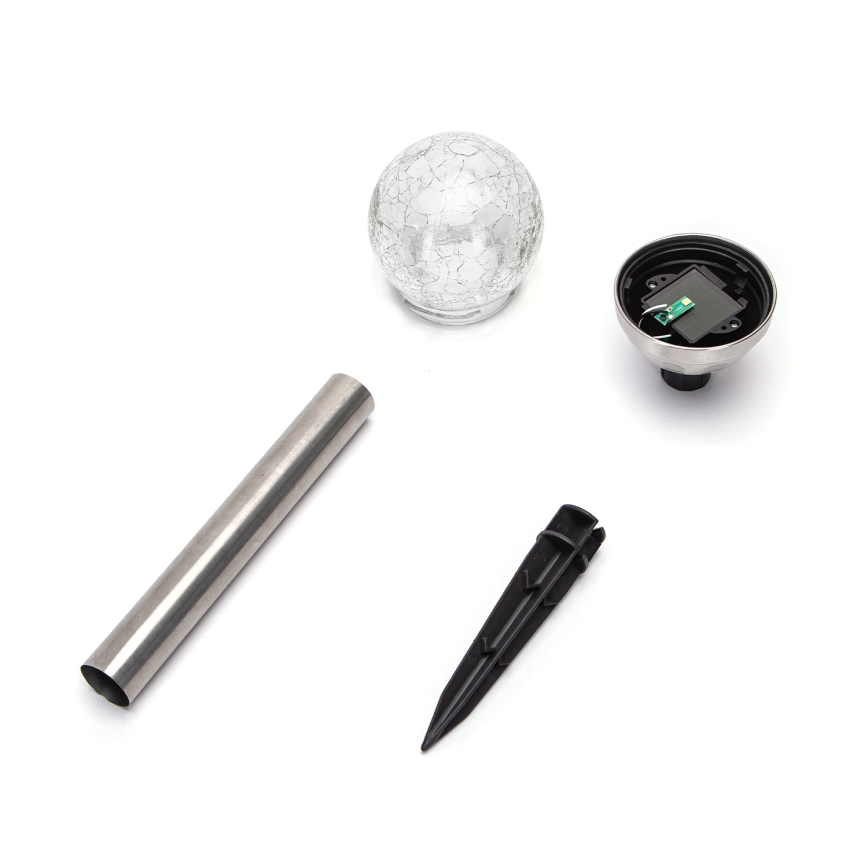 Aigostar - Lámpara solar LED LED/0,006W/1,2V 37,8cm cromo mate 6500K IP44