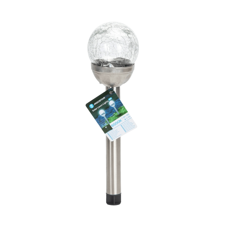 Aigostar - Lámpara solar LED LED/0,006W/1,2V 37,8cm cromo mate 6500K IP44