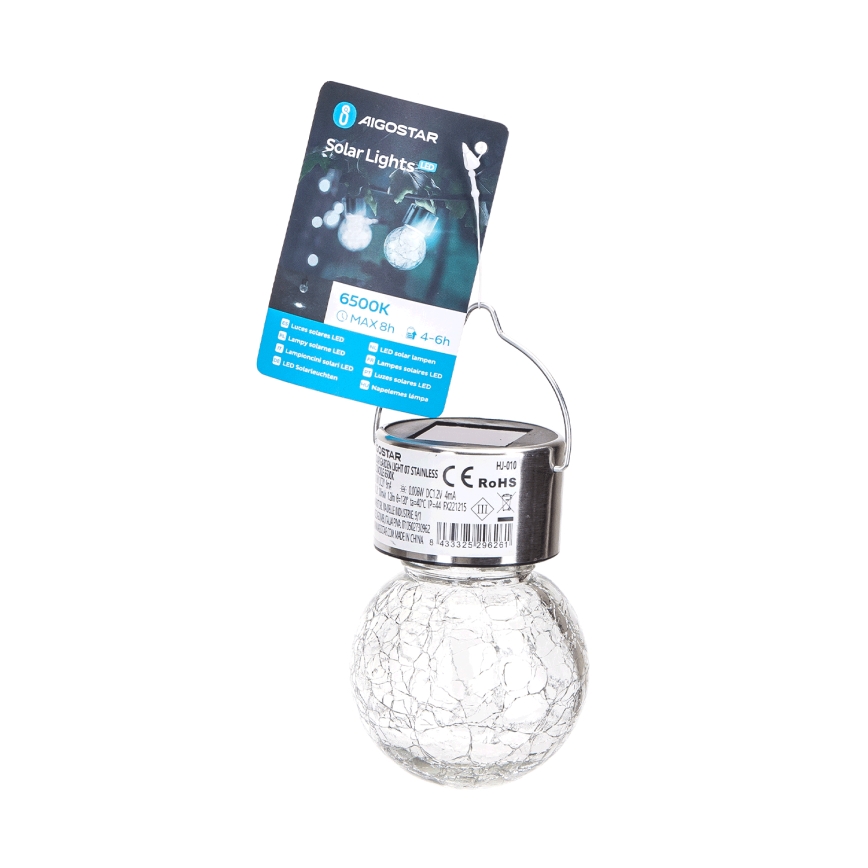 Aigostar - Lámpara solar LED LED/0,006W/1,2V diá. 6 cm 100 mAh 6500K IP44