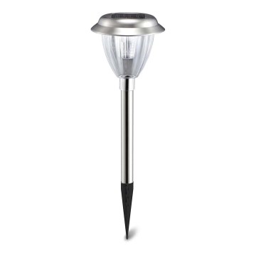 Aigostar - Lámpara solar LED LED/0,08W/2V 30,4 cm 6500K IP44 cromo mate