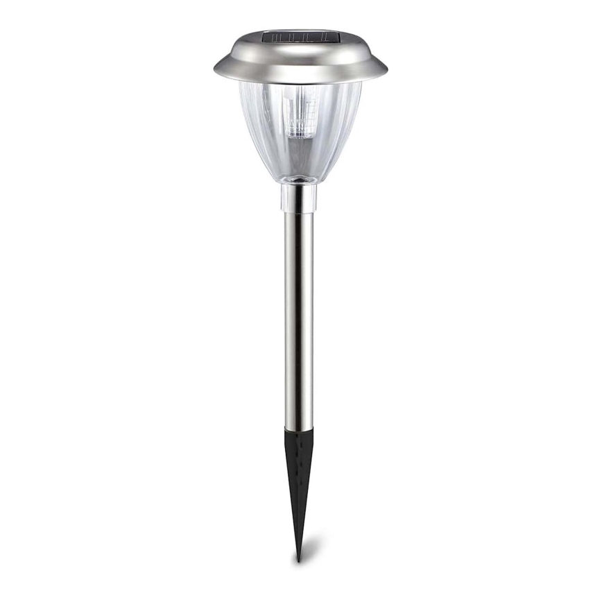 Aigostar - Lámpara solar LED LED/0,08W/2V 30,4 cm 6500K IP44 cromo mate