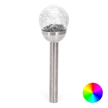 Aigostar - Lámpara solar LED RGB LED/0,006W/1,2V 37,8cm cromo mate IP44
