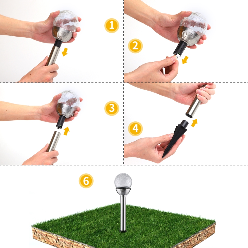 Aigostar - Lámpara solar LED RGB LED/0,08W/2V IP44 200 mAh
