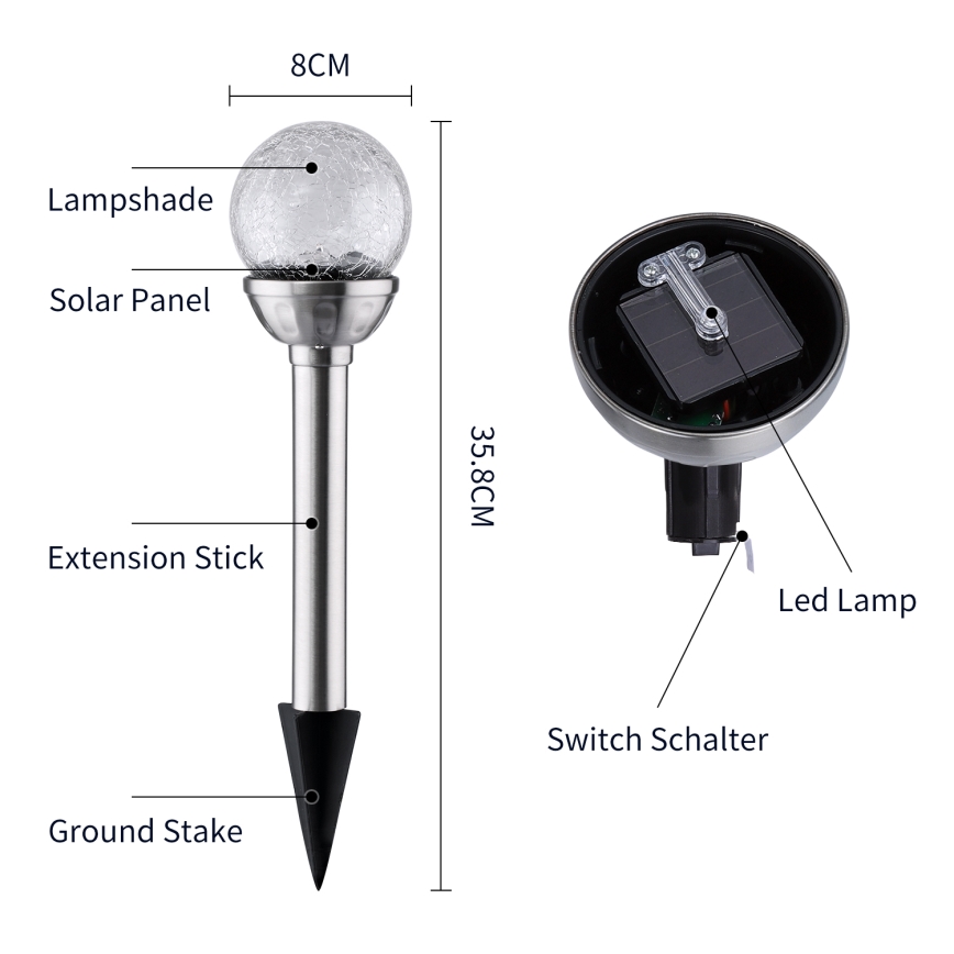 Aigostar - Lámpara solar LED RGB LED/0,08W/2V IP44 200 mAh
