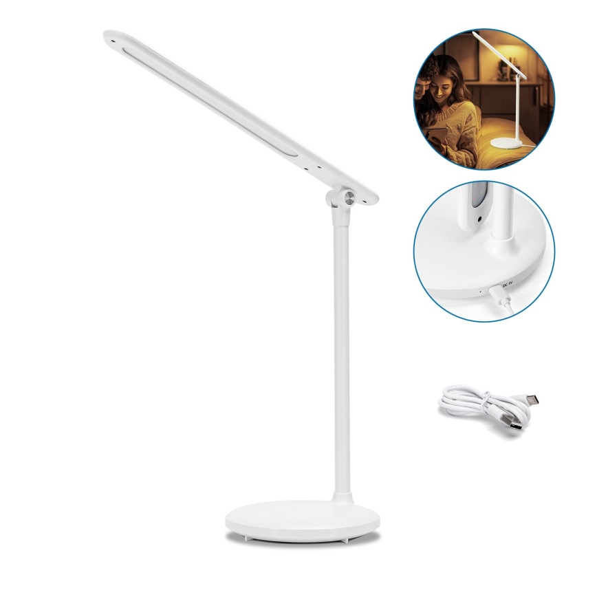 Aigostar - LED Lámpara de mesa táctil recargable y regulable LED/3W/5V 1200mAh 3000/4000/6500K