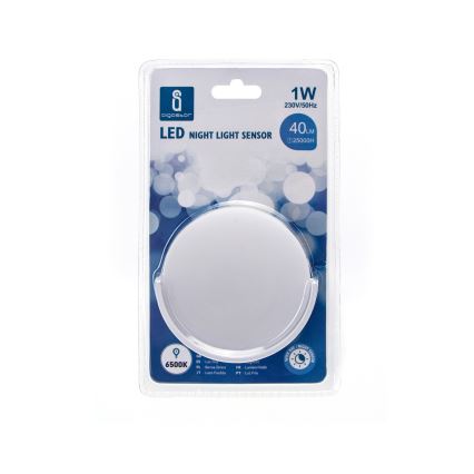 Aigostar - LED Luz nocturna con sensor crepuscular LED/1W/230V 6500K redondeado