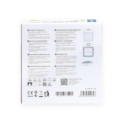 Aigostar - LED Plafón LED/12W/230V 17,3x17,3 cm 3000K blanco