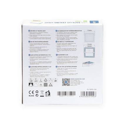 Aigostar - LED Plafón LED/12W/230V 17,3x17,3 cm 4000K blanco