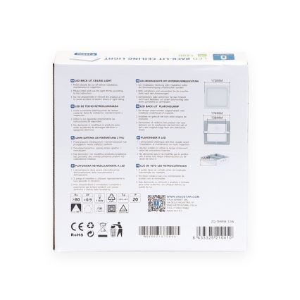 Aigostar - LED Plafón LED/12W/230V 17,3x17,3 cm 6500K blanco
