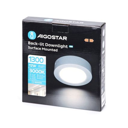 Aigostar - LED Plafón LED/12W/230V diá. 17,4 cm 3000K blanco