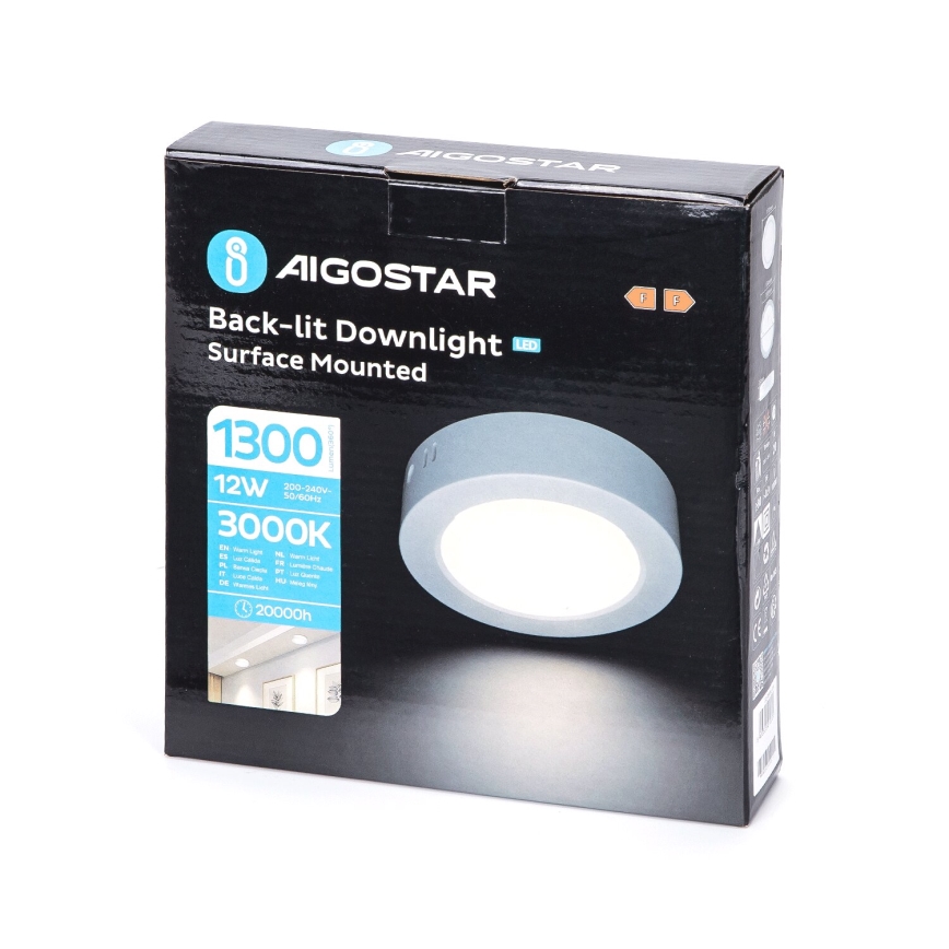 Aigostar - LED Plafón LED/12W/230V diá. 17,4 cm 3000K blanco