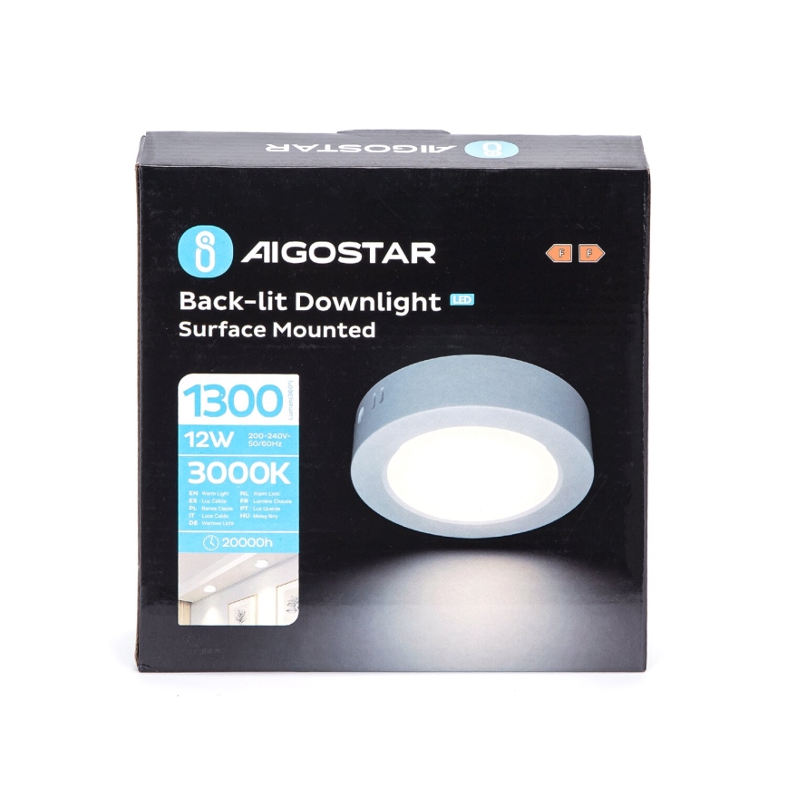Aigostar - LED Plafón LED/12W/230V diá. 17,4 cm 3000K blanco