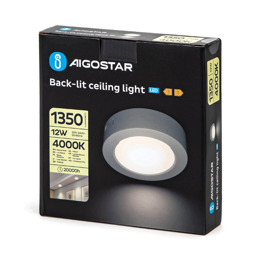 Aigostar - LED Plafón LED/12W/230V diá. 17,4 cm 4000K blanco