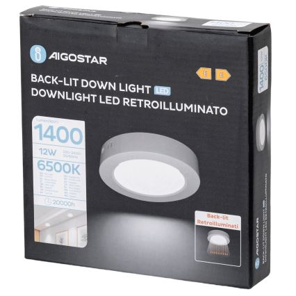Aigostar - LED Plafón LED/12W/230V diá. 17,4 cm 6500K blanco