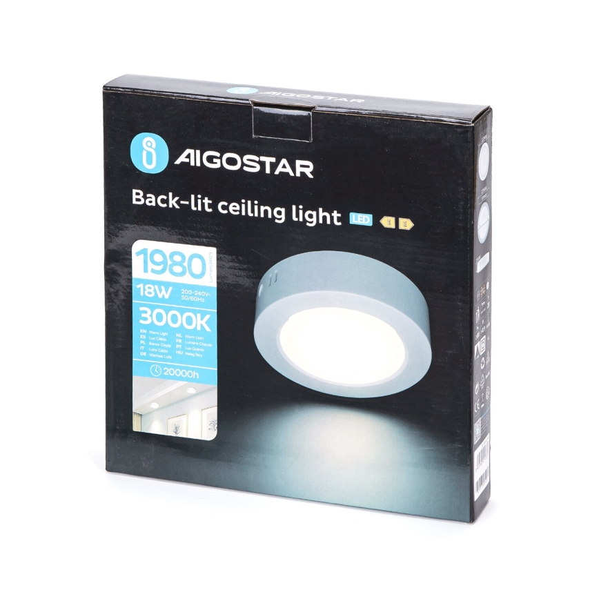 Aigostar - LED Plafón LED/18W/230V diá. 22,6 cm 3000K blanco