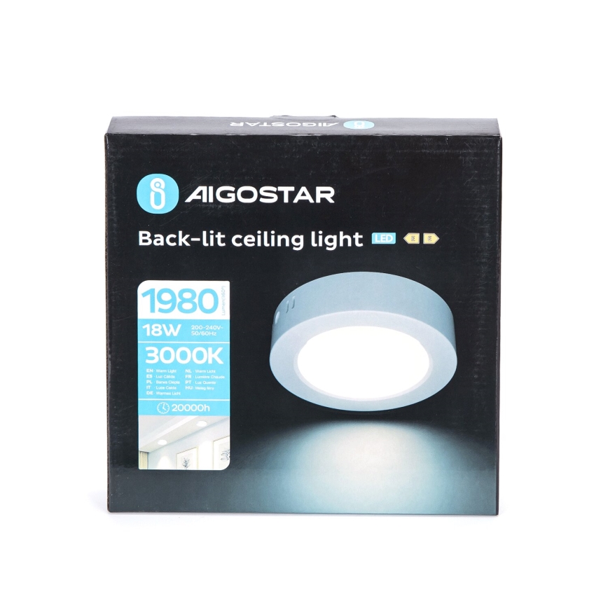 Aigostar - LED Plafón LED/18W/230V diá. 22,6 cm 3000K blanco