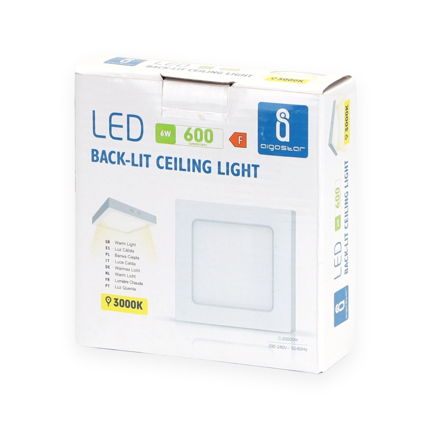 Aigostar - LED Plafón LED/6W/230V 12,2x12,2 cm 3000K blanco