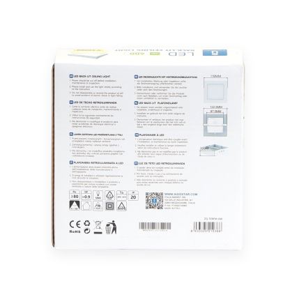Aigostar - LED Plafón LED/6W/230V 12,2x12,2 cm 3000K blanco