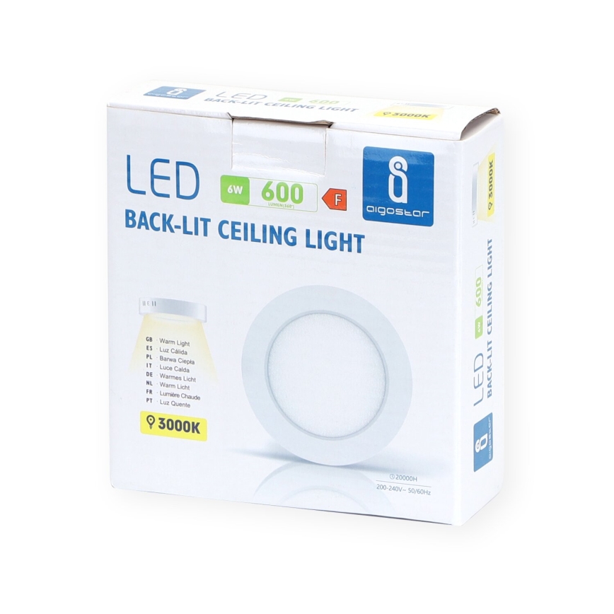 Aigostar - LED Plafón LED/6W/230V diá. 12,3 cm 3000K blanco