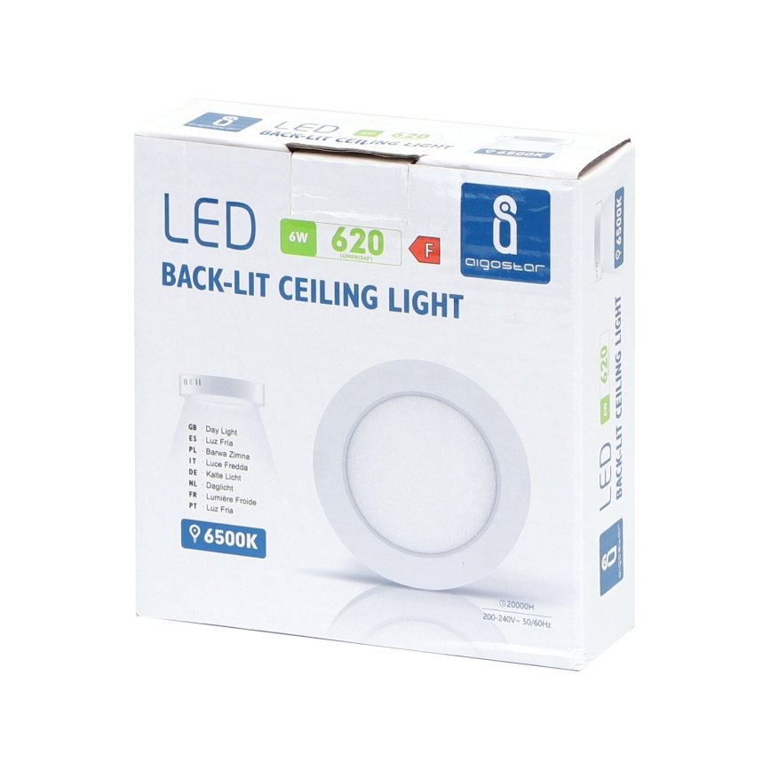Aigostar - LED Plafón LED/6W/230V diá. 12,3 cm 3000K blanco