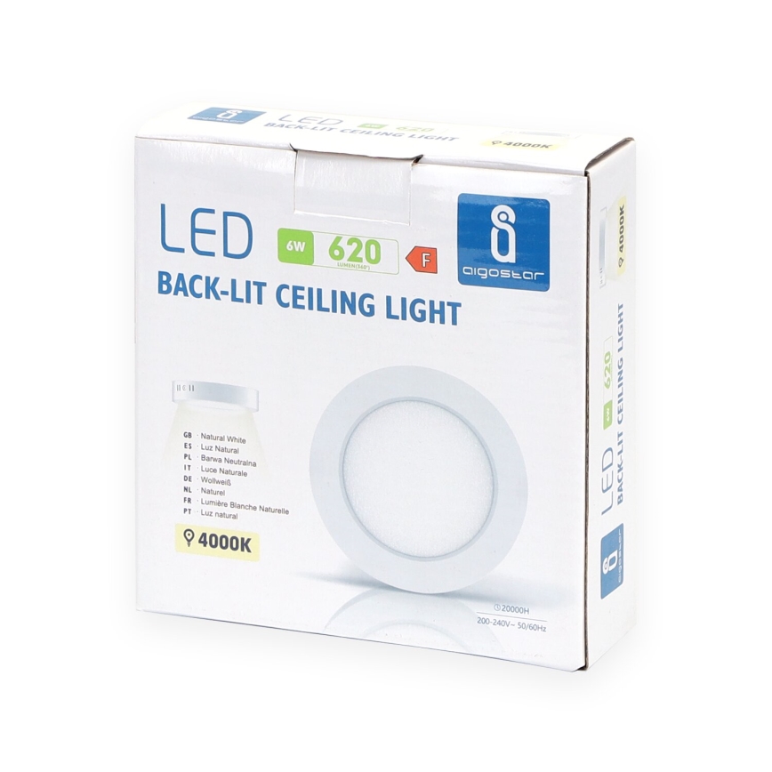 Aigostar - LED Plafón LED/6W/230V diá. 12,3 cm 4000K blanco