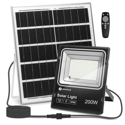 Aigostar - LED Proyector solar regulable LED/200W/3,2V IP66 + control remoto