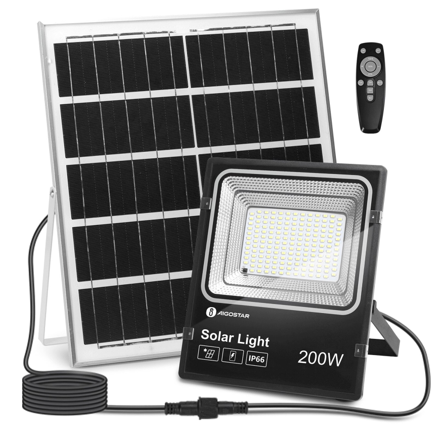 Aigostar - LED Proyector solar regulable LED/200W/3,2V IP66 + control remoto