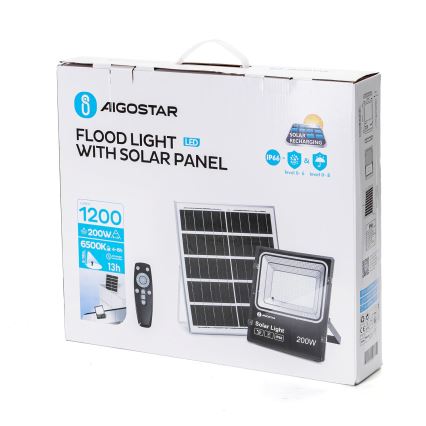 Aigostar - LED Proyector solar regulable LED/200W/3,2V IP66 + control remoto