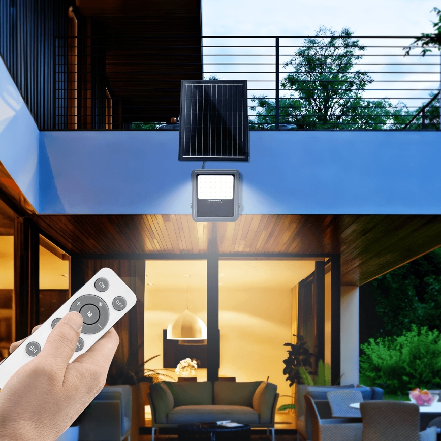 Aigostar - LED Proyector solar regulable LED/200W/3,4V IP65 + control remoto