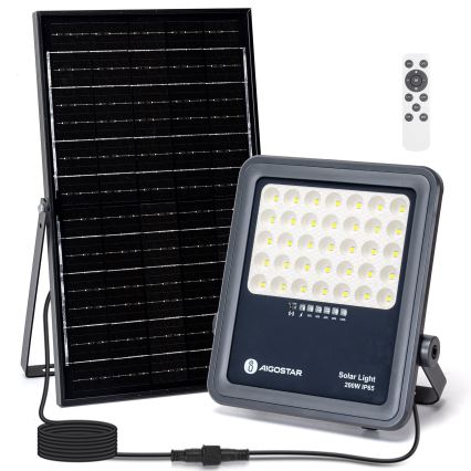 Aigostar - LED Proyector solar regulable LED/200W/3,4V IP65 + control remoto