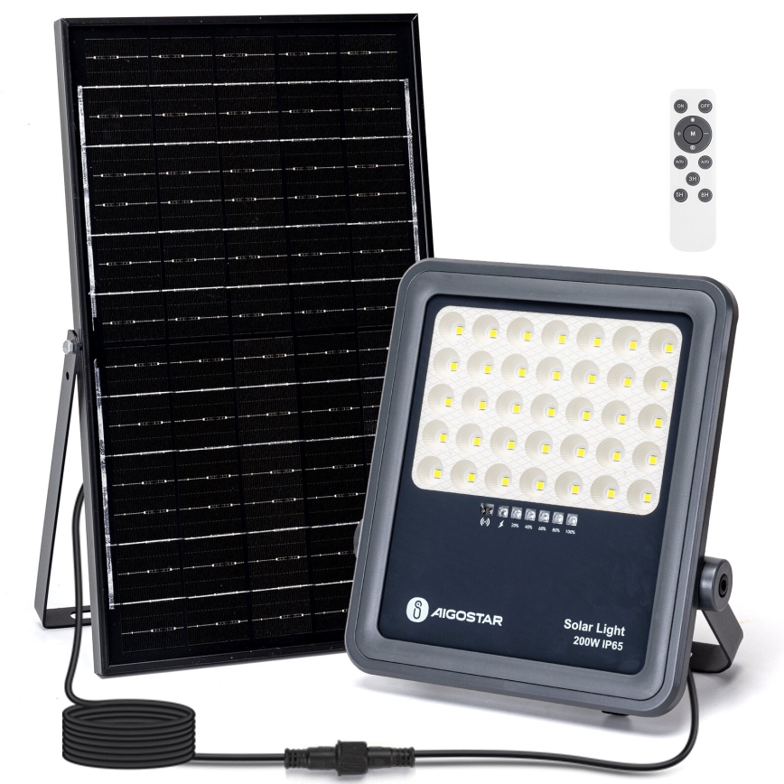 Aigostar - LED Proyector solar regulable LED/200W/3,4V IP65 + control remoto