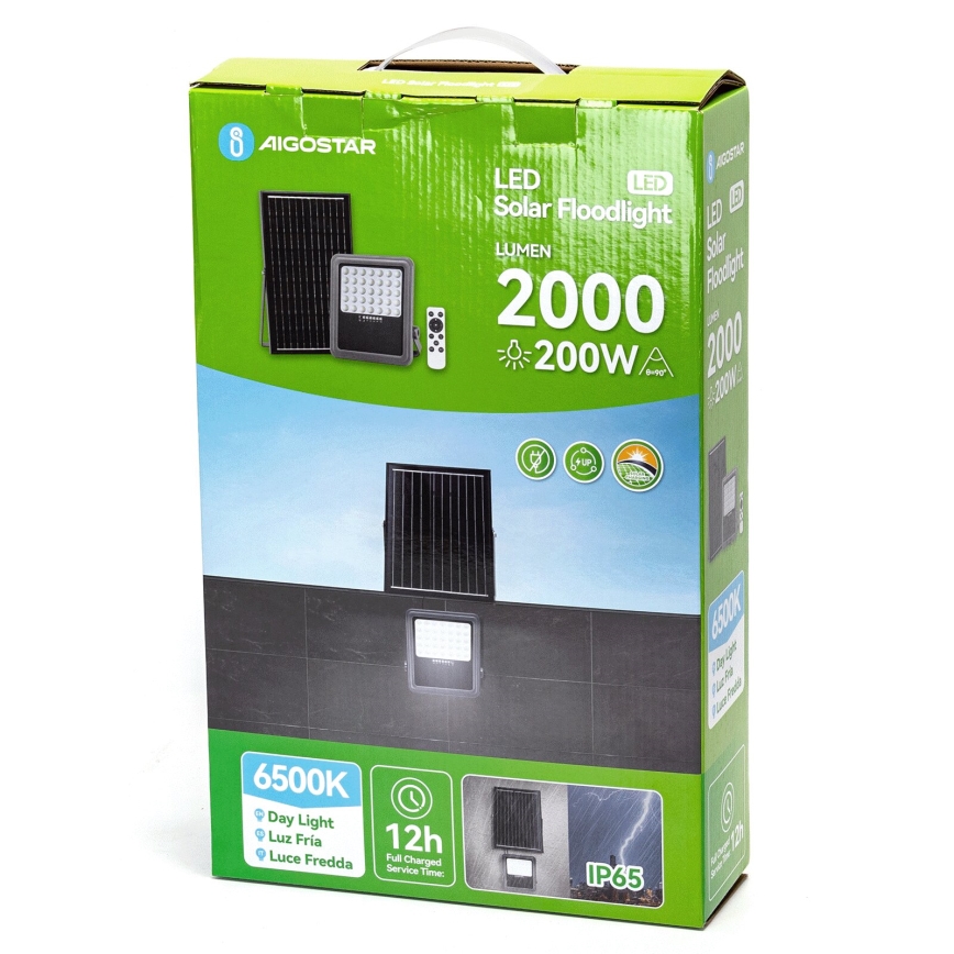 Aigostar - LED Proyector solar regulable LED/200W/3,4V IP65 + control remoto
