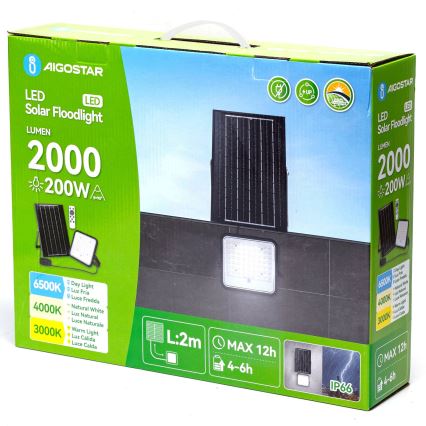 Aigostar - LED Proyector solar regulable LED/200W/3,4V IP66 + control remoto