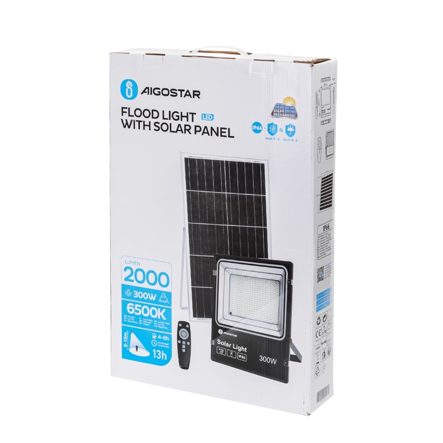 Aigostar - LED Proyector solar regulable LED/300W/3,2V IP66 + control remoto