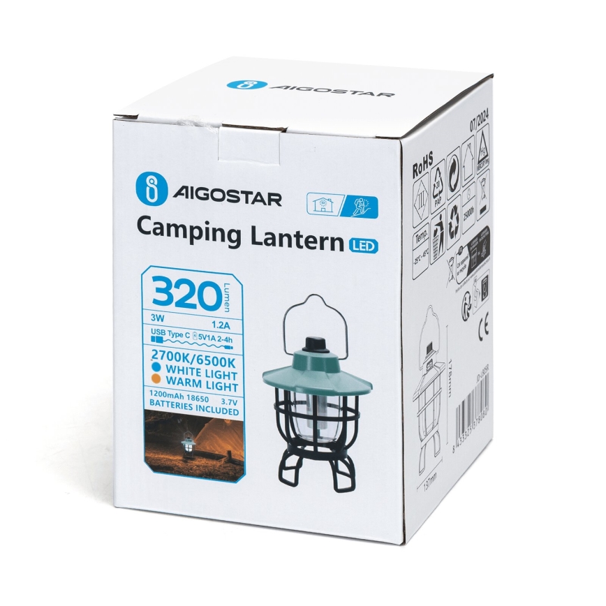 Aigostar - Lámpara de camping portátil recargable LED regulable LED/3W/3,7V