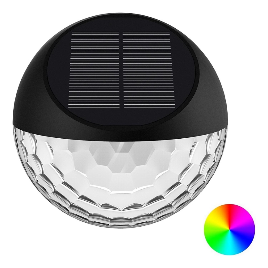 Aigostar - LED RGB Aplique solar LED/2W/1,2V 300 mAh negro IP44