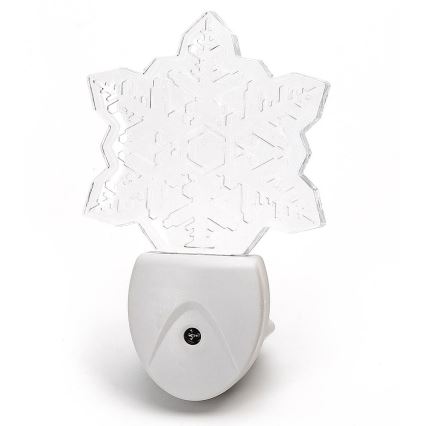 Aigostar - LED RGB Luz nocturna con sensor crepuscular LED/0,5W/230V copo de nieve