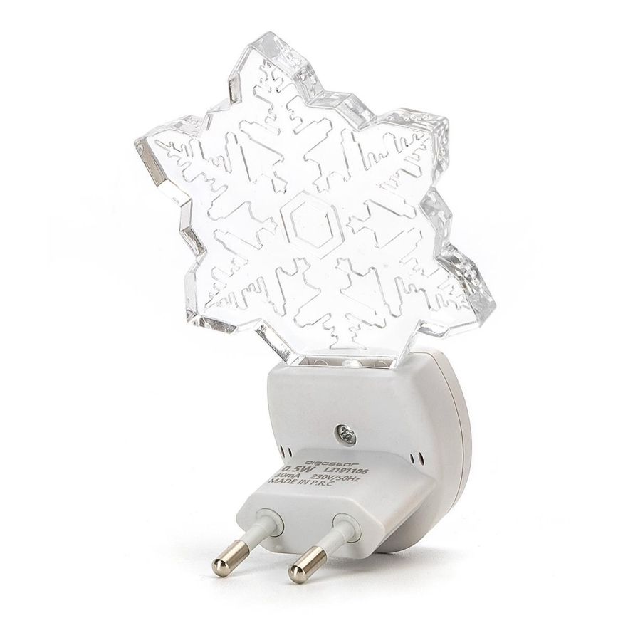 Aigostar - LED RGB Luz nocturna con sensor crepuscular LED/0,5W/230V copo de nieve